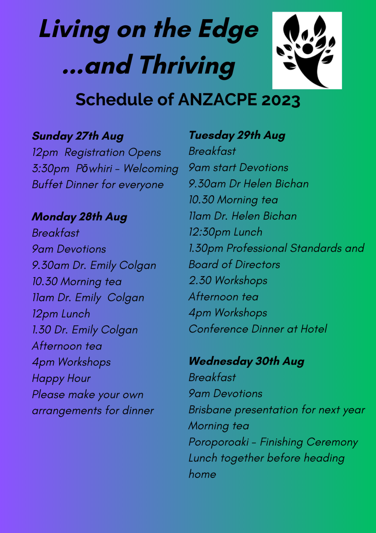 2023 Wellington, Aotearoa, Conference, New Zealand ANZACPE